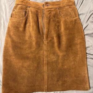 Vintage c. 1980 Polo Ralph Lauren Suede Pencil Skirt in Chestnut Sz: 6